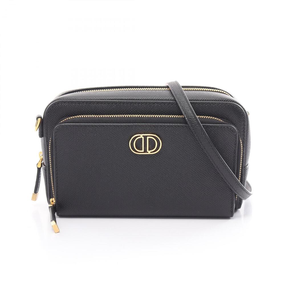 Dior Calo Double Clutch Shoulder Bag Leather Black